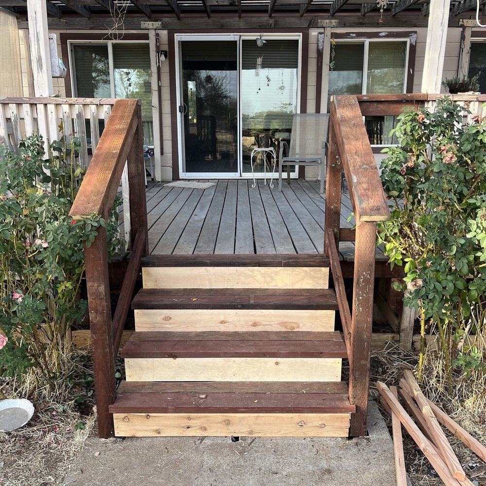 Back deck reinforcement with stairs replaced.
