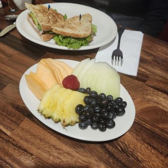 On A Roll Cafe - Breakfast Sandwich w/ Fruit Salad - Cafes Near Me - Lenox, Massachusetts