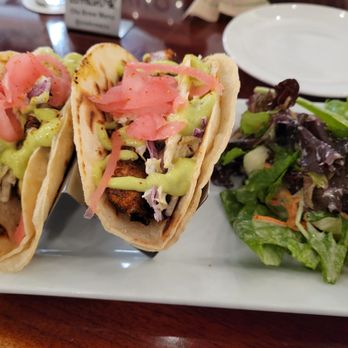 Ola Brew - Hilo - Two fish tacos and a salad, excellent experience for the taste buds. - Brewpubs Near Me - Hilo, Hawaii Ola Brew - Hilo - Two fish tacos and a salad, excellent experience for the taste buds. - Brewpubs Near Me - Hilo, Hawaii