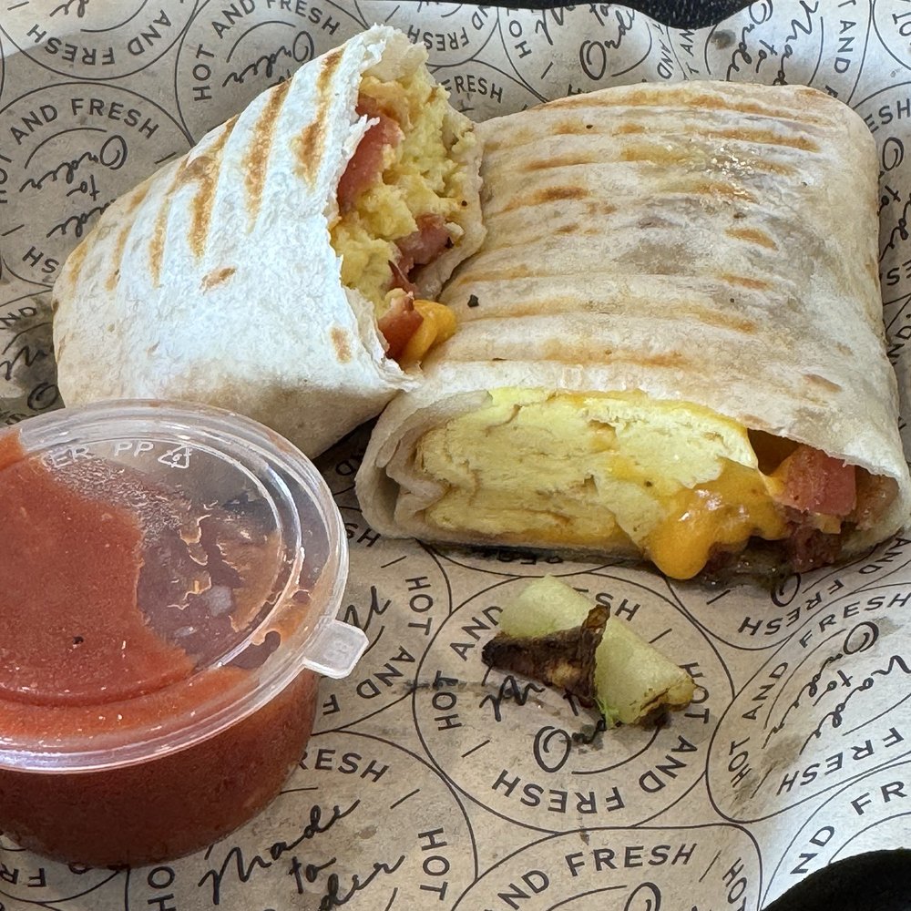 Juice 'N Java Cafe - Breakfast Burrito (phone did not eat first!) - Coffee & Tea Near Me - Cocoa Beach, Florida