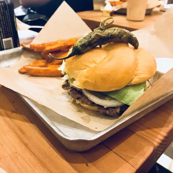 Fiamma Burger - Chile Verde Bison Burger with Sweet Potato Fries - Burgers Near Me - Bellingham, Washington Fiamma Burger - Chile Verde Bison Burger with Sweet Potato Fries - Burgers Near Me - Bellingham, Washington