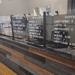 Drink menu. They also have tons of flavors to add on for lattes and teas.