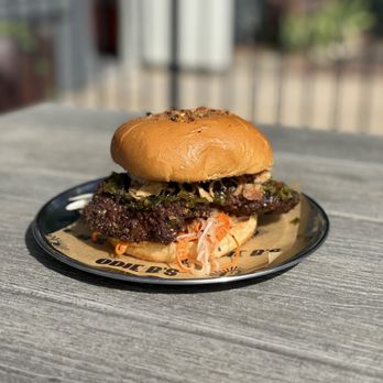Odie B's Sunnyside - SHAOLIN CHICKEN
shishito honey fried chicken, dry chili crisp, cilantro miso mayo, apple, pickled carrot + diakon slaw on potato brioche - Coffee & Tea Near Me - Denver, Colorado