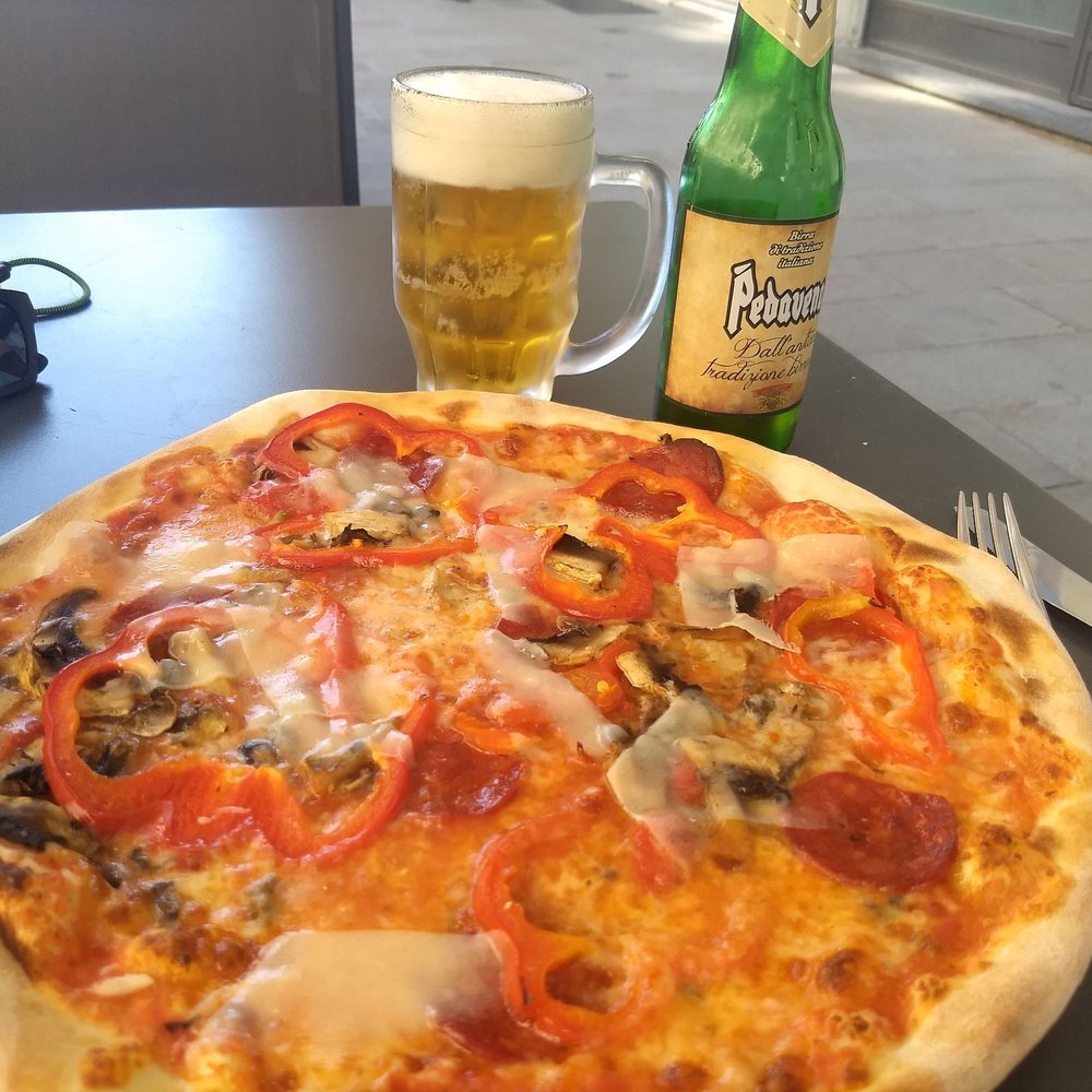 San Antonio pizza and the local beer. San Antonio pizza and the local beer.
