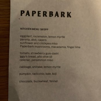 Paperbark - Menu, seasonal - Wine Bars Near Me - Waterloo, NSW