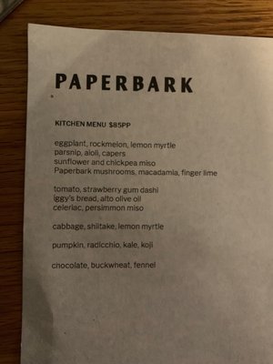 Menu photo 1 Paperbark Waterloo, NSW