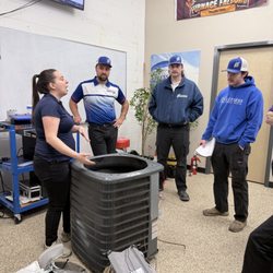Express Plumbing Heating & Air - Training our team on heat pump systems before summer arrives. Continuous education helps us deliver better service to our customers.