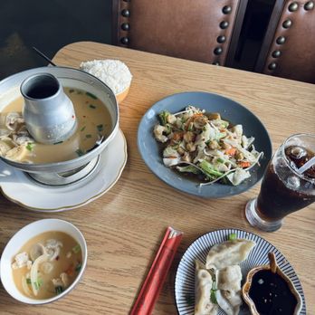 Thai House - Tom Kah Soup, Mixed Vegetable Stir-Fry, & Potstickers - Thai Near Me - Red Bluff, California