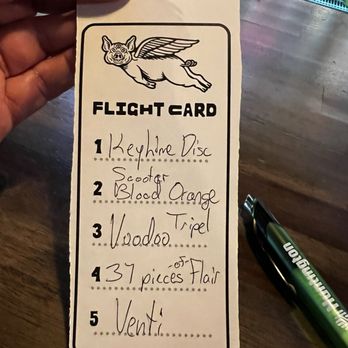 Voodoo Brewing - Flight card - Breweries Near Me - Cincinnati, Ohio