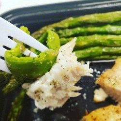 Cooked Buffalo - The GOAT - (keto) sauted chicken breast topped with goat cheese and served with asparagus
