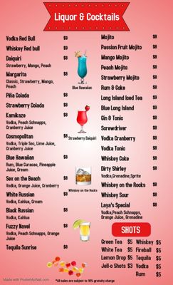 Menu photo 1 Layalina Hookah Lounge Orlando, FL