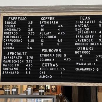 Snowbird Coffee - Menu as of 5/2022 - Coffee & Tea Near Me - San Francisco, California Snowbird Coffee - Menu as of 5/2022 - Coffee & Tea Near Me - San Francisco, California
