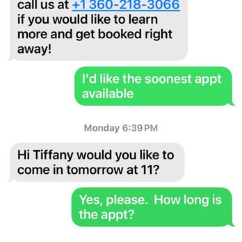 Estetica Spa - Showing that they said "plan to be here for a couple hours." - Eyelash Service Near Me - Longview, Washington