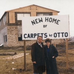 Carpets by Otto Landmark Showroom - Otto and Dee stand in front of the Landmark Toledo showroom while it was being constructed in 1987. This beautiful showroom is still open!