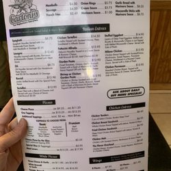 Cartoni's Pizza Restaurant - Menu