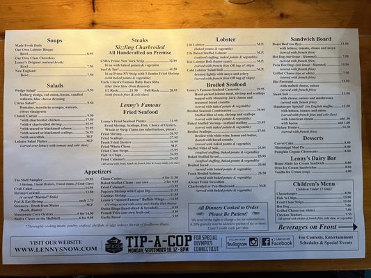Menu photo 7 Lenny's Indian Head Inn Branford, CT Menu photo 7 Lenny's Indian Head Inn Branford, CT