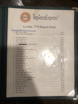 Menu photo 2 Tapioca Express San Diego, CA