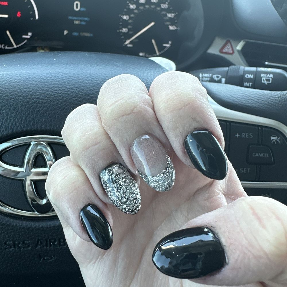 Lux Nails Lounge 2 - On the French the black is all over it. - Nail Salons Near Me - Gilbert, Arizona Lux Nails Lounge 2 - On the French the black is all over it. - Nail Salons Near Me - Gilbert, Arizona