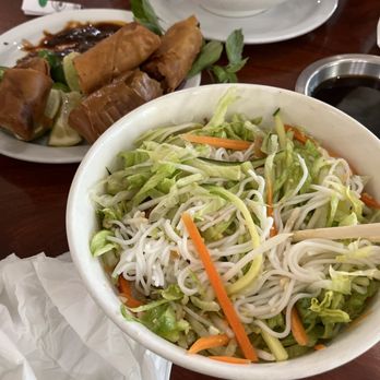 Miss Saigon Pho & Bar - This is Eggroll Bowl and they said come with pork but I don't see the pork and the waiter said inside the egg . - Vietnamese Near Me - Ukiah, California