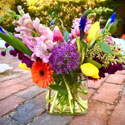 Periwinkle Flowers - Our arrangement front view
