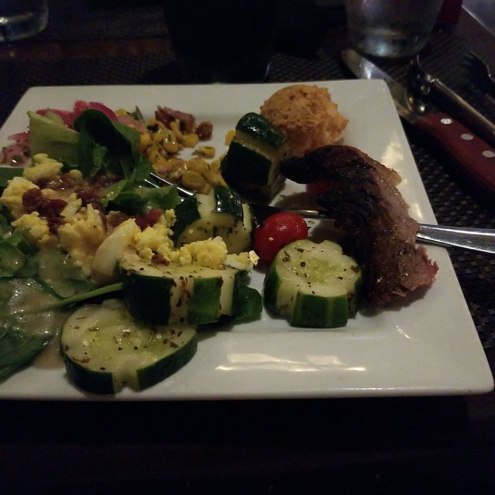Rodizio Grill Brazilian Steakhouse Estero - Steak with salad. - Steakhouses Near Me - Estero, Florida
