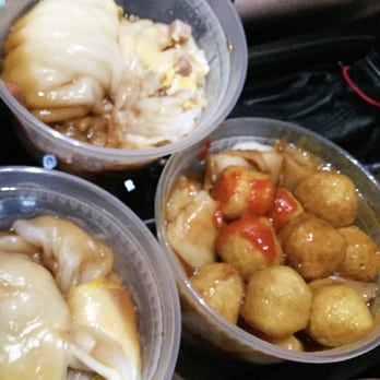 Fu Yuan - Steamed rice rolls: ham & egg  dried shrimp  Curry fish balls rice roll with sauces - Chinese Near Me - Flushing, New York