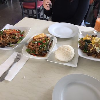 Elephant Thai Kitchen - Shrimp and chicken drunken noodles, Basil chicken with fried egg, Pad see ew noodles with beef. All amazing!! - Thai Near Me - Long Beach, California Elephant Thai Kitchen - Shrimp and chicken drunken noodles, Basil chicken with fried egg, Pad see ew noodles with beef. All amazing!! - Thai Near Me - Long Beach, California