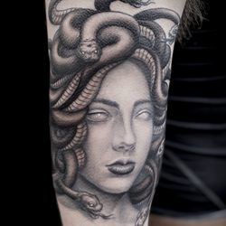 Hybrid Art Studios - Medusa tattoo by Dave Ferguson