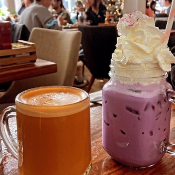 Lapisara Eatery - Dirty Thai Tea Latte $ iced Ube latte - Breakfast & Brunch Near Me - San Francisco, California