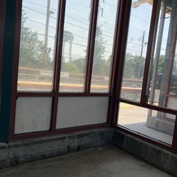 LIRR - Hampton Bays Station - Waiting area with little bench