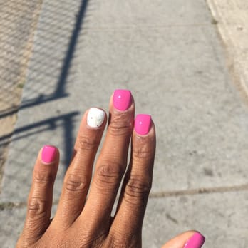 Cool Nails - Powder Gel Mani....love pink nails  : ) - Nail Salons Near Me - Baldwin, New York