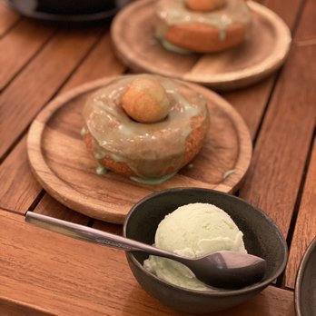 Gaijin - Pandan Mochi donuts with pandan ice cream. - Japanese Near Me - Chicago, Illinois