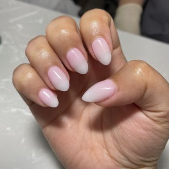Green Nails Spa - 2nd visit - ombré pink, almond shape nails - Nail Salons Near Me - Concord, North Carolina Green Nails Spa - 2nd visit - ombré pink, almond shape nails - Nail Salons Near Me - Concord, North Carolina
