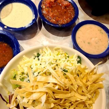 Chuy's - 4/5 Ground Beef Taco Salad w/ Jalapeño Ranch, no Tomato & Guac.  Did not like Cilantro Vinaigrette. - Tex-Mex Near Me - Carmel, Indiana