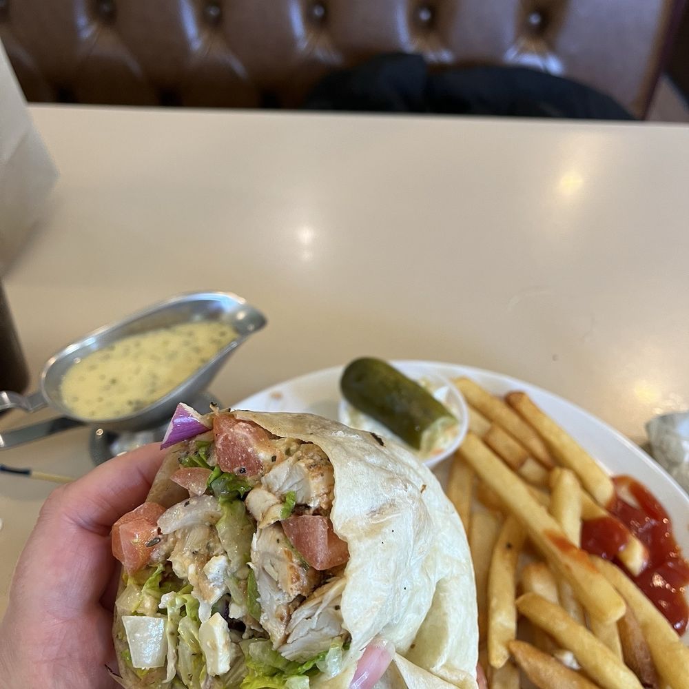 The Plaza Cafe and Diner - Delicious Chicken Slouvaki Wrap with Fries - Desserts Near Me - Morris Plains, New Jersey The Plaza Cafe and Diner - Delicious Chicken Slouvaki Wrap with Fries - Desserts Near Me - Morris Plains, New Jersey