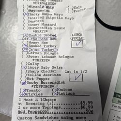 Rosebud Bakery - Total was $11.54 to add a second meat choice.