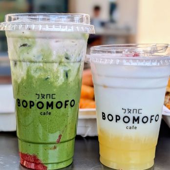 Bopomofo Cafe - Strawberry Matcha and Corn Milk - Cafes Near Me - Irvine, California