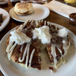 Stack of Cinnamon Roll Pancakes