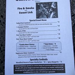 United Smokehouse - Just opened! Menu.