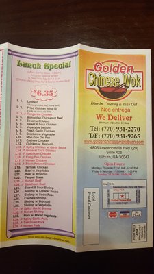 Menu photo 1 Golden Chinese Wok Lilburn, GA Menu photo 1 Golden Chinese Wok Lilburn, GA