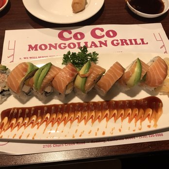 CoCo Mongolian Grill & Sushi - I can't remember what this roll was called - I added cream cheese.  It was excellent. - Bars Near Me - Redding, California