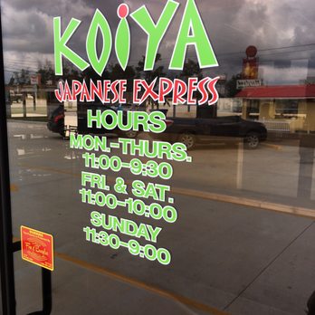 Koiya Japanese Express - Posted hours - Japanese Near Me - Swainsboro, Georgia