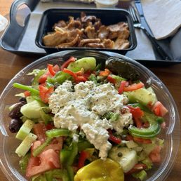 Greek salad with chicken yeero Greek salad with chicken yeero