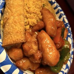 Panda Garden - Honey chicken with egg rolls and fried rice