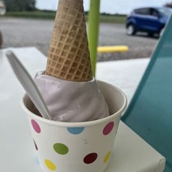 5 Points Custard - Blueberry soft serve in sugar cone