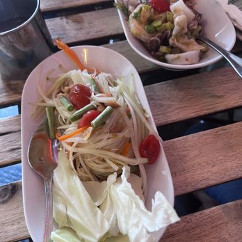 Lung Yai Thai Tapas - Som Tam (Papaya Salad) & Shrimp & Calamari Herb Salad - Tapas/Small Plates Near Me - Miami, Florida Lung Yai Thai Tapas - Som Tam (Papaya Salad) & Shrimp & Calamari Herb Salad - Tapas/Small Plates Near Me - Miami, Florida