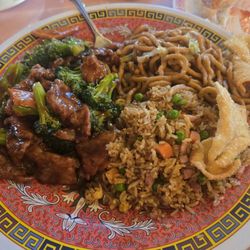 Beef n broccoli, Chowmein and fried rice