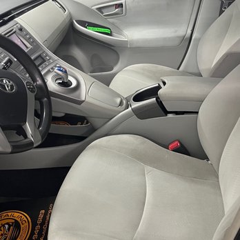 I cried when I saw the center console clean. Definitely was cringe.  Front area of Toyota Prius. Clean, clean, clean!