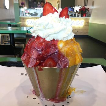 Snowy Village - Mango & Stawberry Split Bingsoo (Large) - Desserts Near Me - Surrey, British Columbia