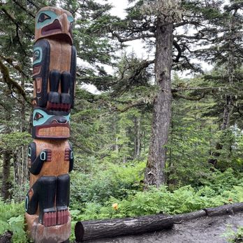 Goldbelt Tram - One of the trails has beautiful totems along the way - Tours Near Me - Juneau, Alaska Goldbelt Tram - One of the trails has beautiful totems along the way - Tours Near Me - Juneau, Alaska